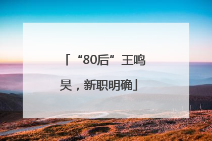 “80后”王鸣昊，新职明确
