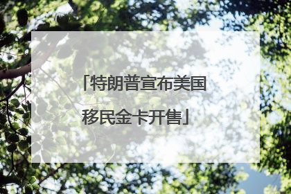 特朗普宣布美国移民金卡开售
