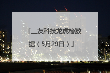 三友科技龙虎榜数据（5月29日）