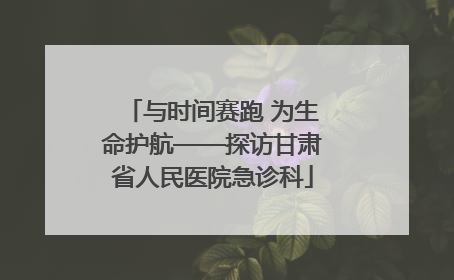 与时间赛跑 为生命护航——探访甘肃省人民医院急诊科