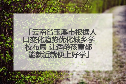 云南省玉溪市根据人口变化趋势优化城乡学校布局 让适龄孩童都能就近就便上好学