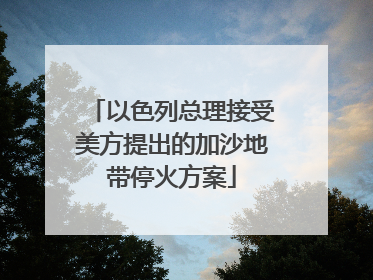 以色列总理接受美方提出的加沙地带停火方案