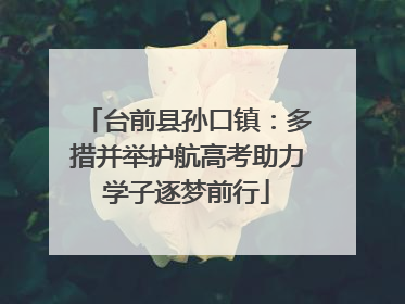 台前县孙口镇：多措并举护航高考助力学子逐梦前行