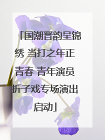 国潮晋韵呈锦绣 当打之年正青春 青年演员折子戏专场演出启动