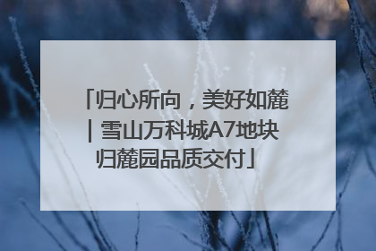 归心所向，美好如麓｜雪山万科城A7地块归麓园品质交付