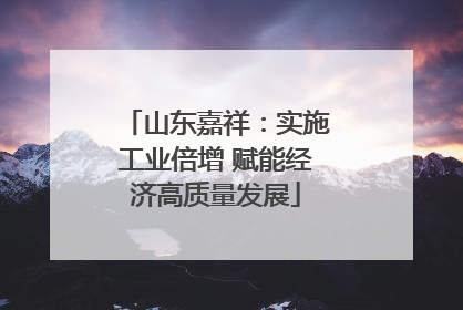 山东嘉祥：实施工业倍增 赋能经济高质量发展