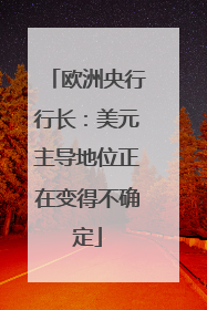 欧洲央行行长：美元主导地位正在变得不确定