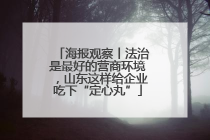 海报观察丨法治是最好的营商环境，山东这样给企业吃下“定心丸”
