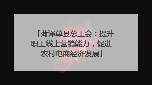 菏泽单县总工会：提升职工线上营销能力，促进农村电商经济发展