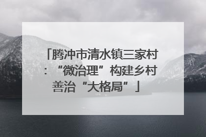 腾冲市清水镇三家村：“微治理”构建乡村善治“大格局”
