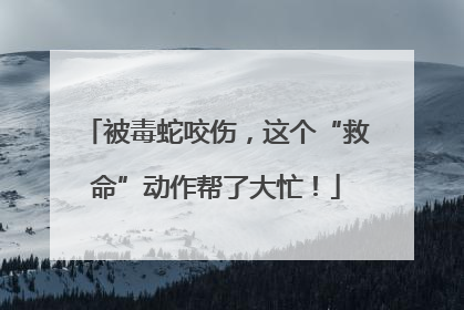 被毒蛇咬伤，这个“救命”动作帮了大忙！