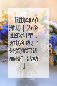 进解促在潍坊｜为企业找订单，潍坊组织“外贸优品进高校”活动
