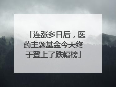 连涨多日后，医药主题基金今天终于登上了跌幅榜