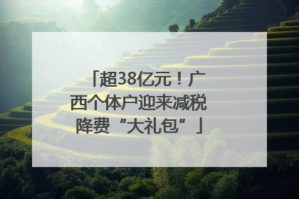 超38亿元！广西个体户迎来减税降费“大礼包”