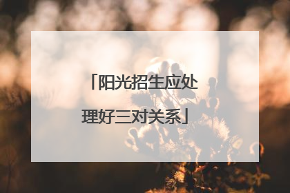 阳光招生应处理好三对关系