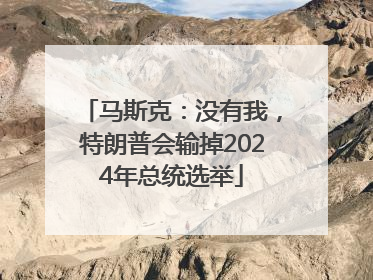 马斯克：没有我，特朗普会输掉2024年总统选举