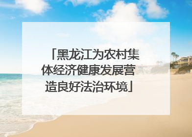 黑龙江为农村集体经济健康发展营造良好法治环境